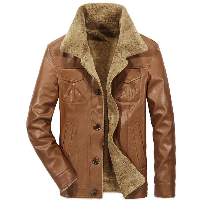 Luxury Leather Fleece Fur Jacket