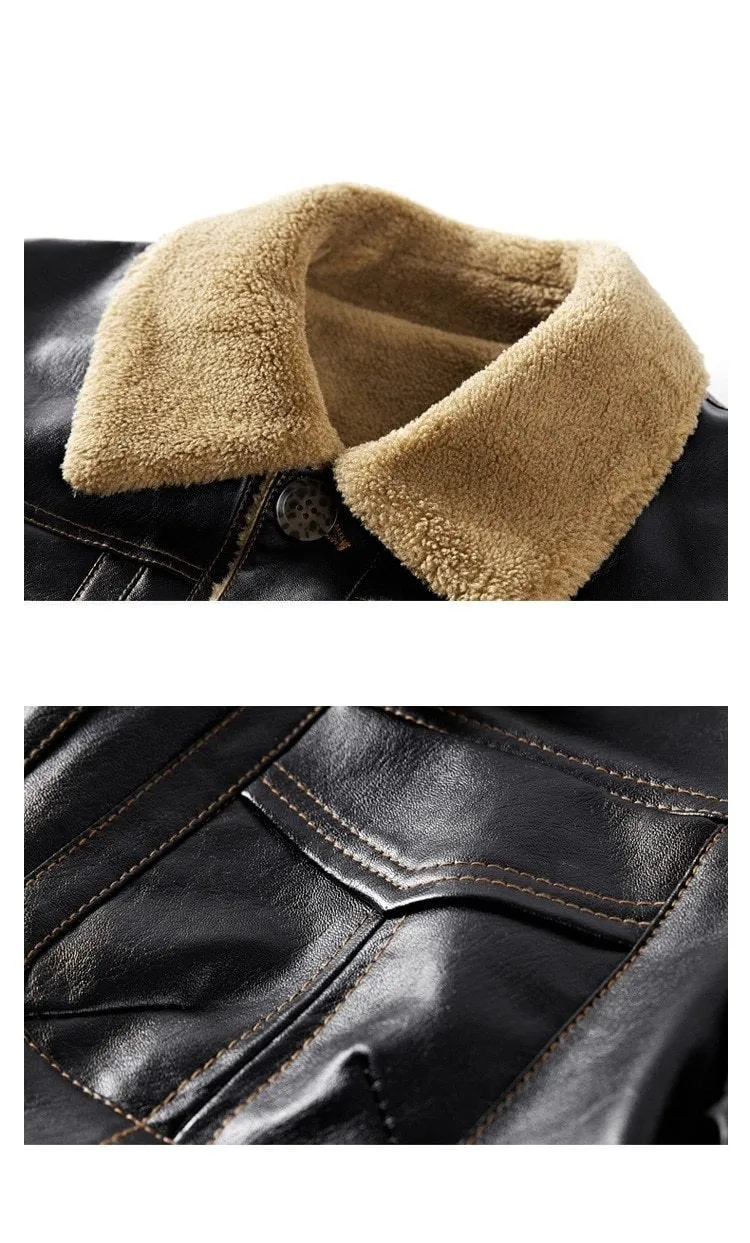 Luxury Leather Fleece Fur Jacket