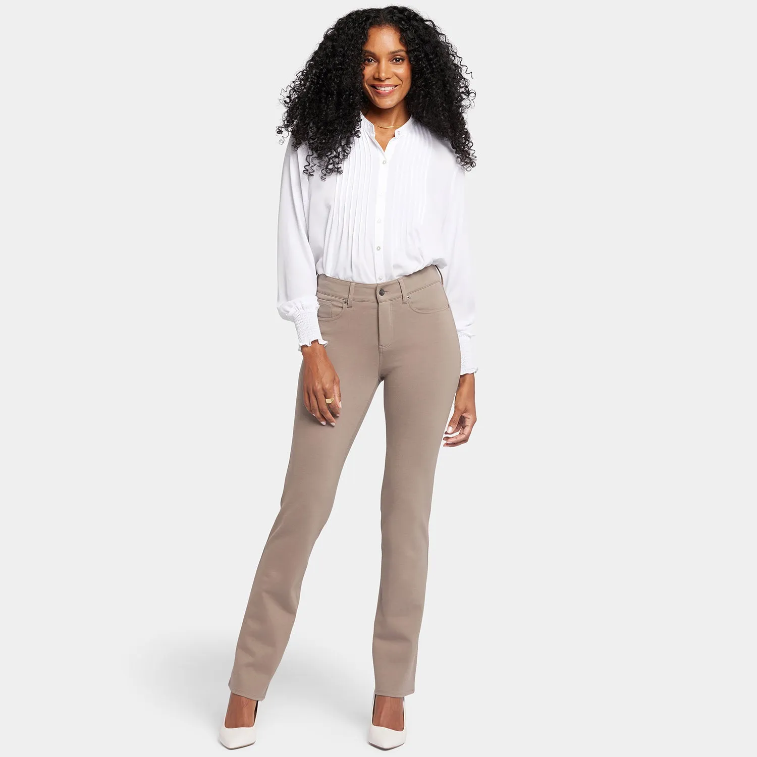 Marilyn Straight Pants In Petite - Saddlewood