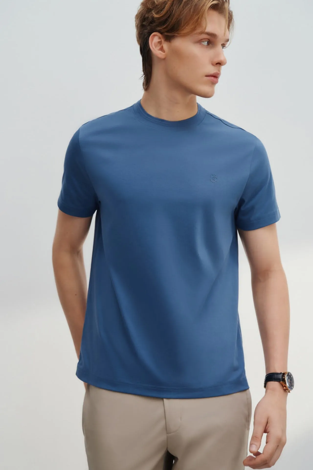 Mercerized Cotton Smart Fit Short Sleeve T-Shirt with Logo