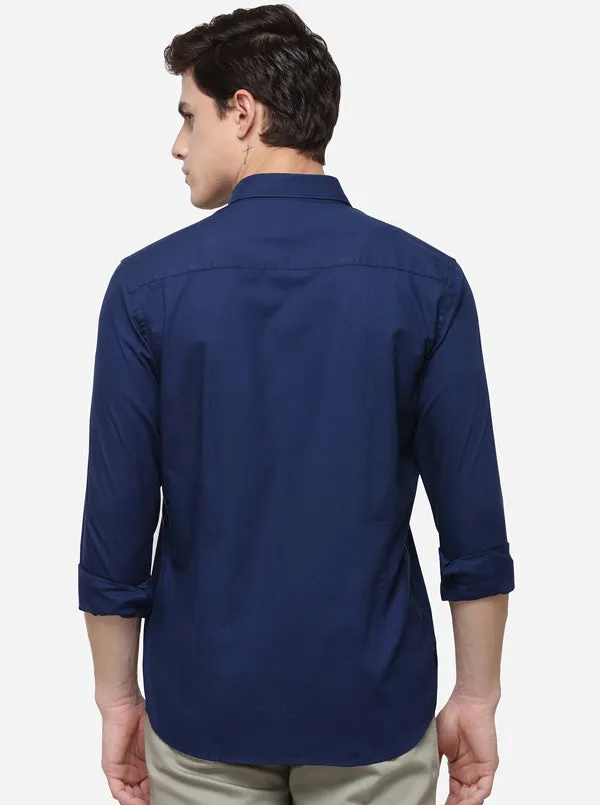 Midnight Blue Smart Fit Solid Casual Shirt | Greenfibre