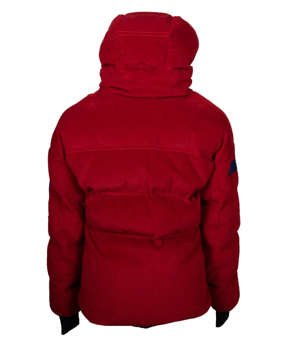 Moncler Stuller Hooded Corduroy Puffer Jacket Size 5 in Red