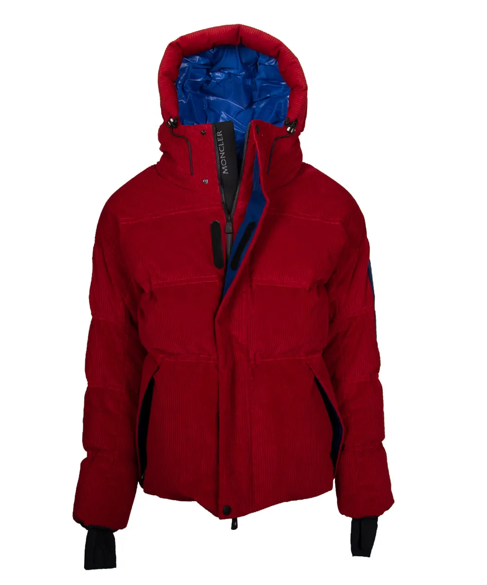 Moncler Stuller Hooded Corduroy Puffer Jacket Size 5 in Red