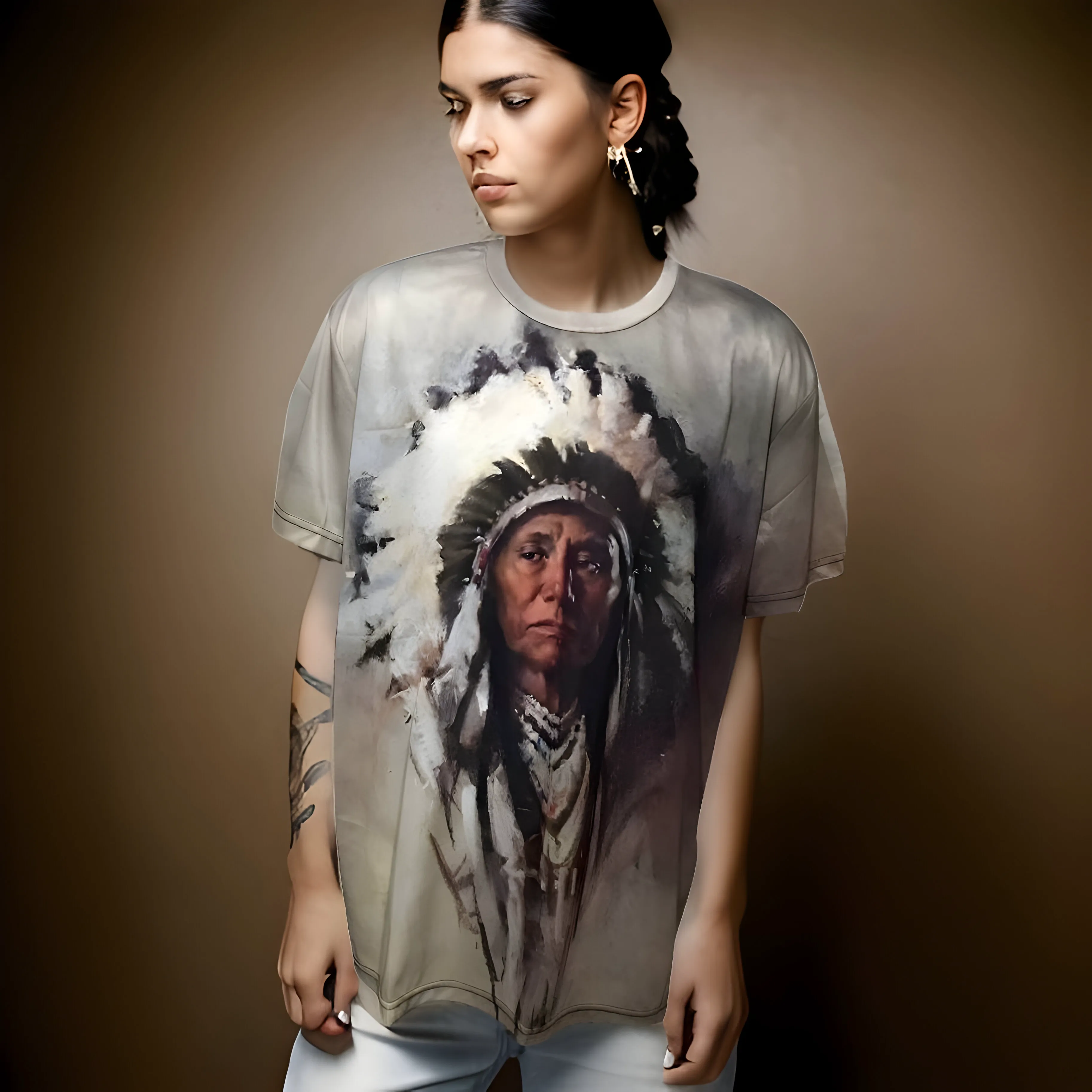 ^NATIVE AMERICAN^ ~DOUBLE SIDED PRINT~ LIGHTWEIGHT SUMMER T-SHIRTS