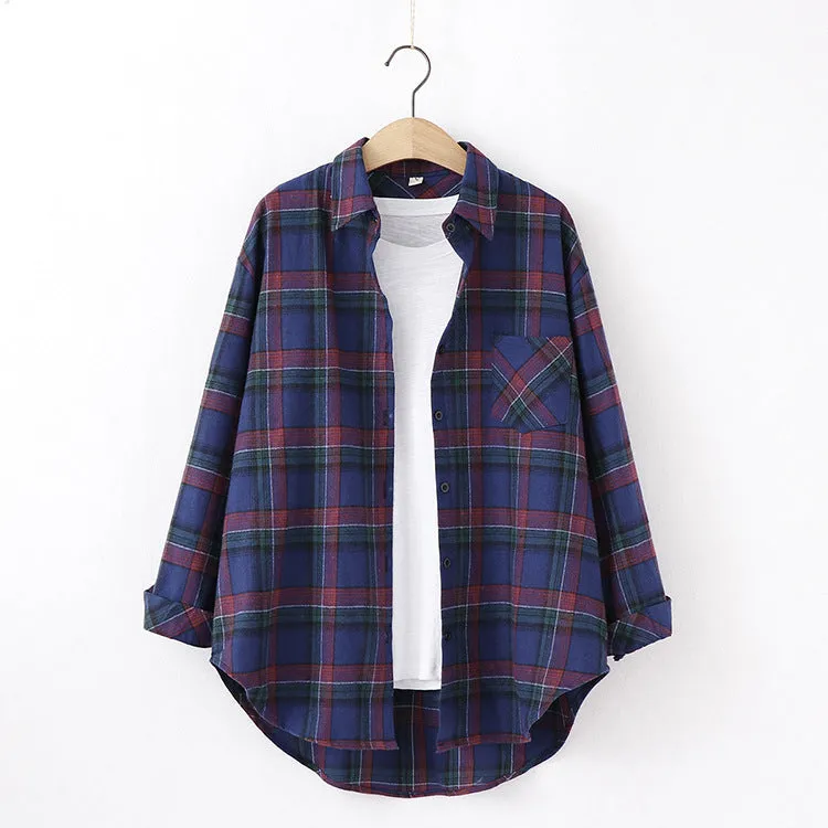 New Brand Plaid Shirt Women Loose Plus Size Blouse Female Long Sleeve Blouses Cotton Flannel Casual Shirt Women Tops Blusas