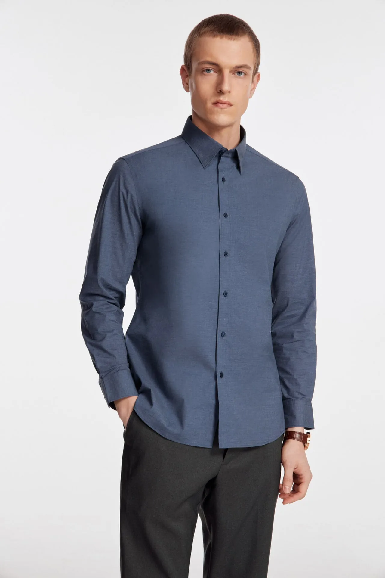 Non-Iron Easy Care Smart Fit Poplin Shirt