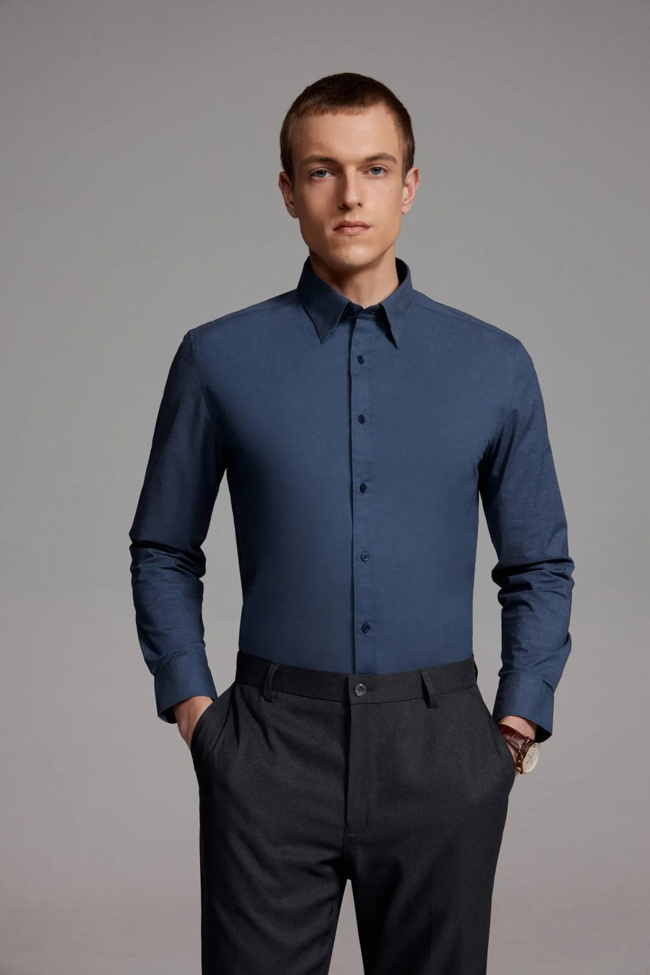 Non-Iron Easy Care Smart Fit Poplin Shirt