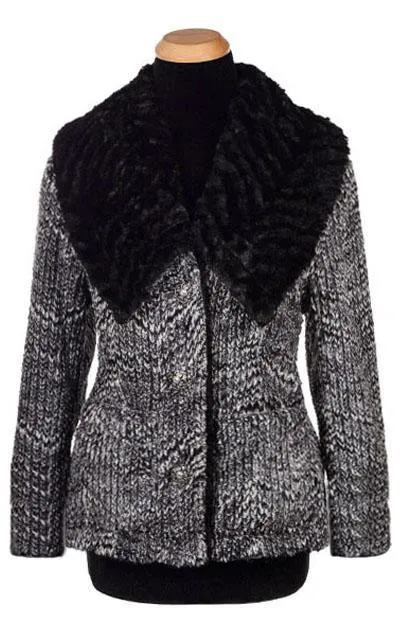 Last Chance: Reversible Norma Jean Coat - Medium, Cozy Ash Cable Faux Fur & Black Cuddly Fur