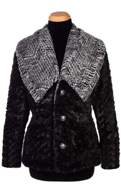 Last Chance: Reversible Norma Jean Coat - Medium, Cozy Ash Cable Faux Fur & Black Cuddly Fur