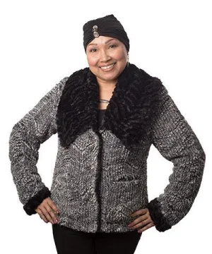 Last Chance: Reversible Norma Jean Coat - Medium, Cozy Ash Cable Faux Fur & Black Cuddly Fur