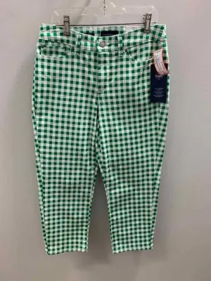 NWT Size 6 CHARTER CLUB BOTTOMS GRN/WHT GINGHAM CAPRI Pants