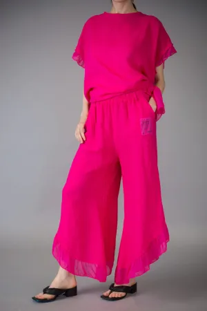 Paolo Tricot Sale, D60029 Ruffle Linen Pant 50% Off Regular Price