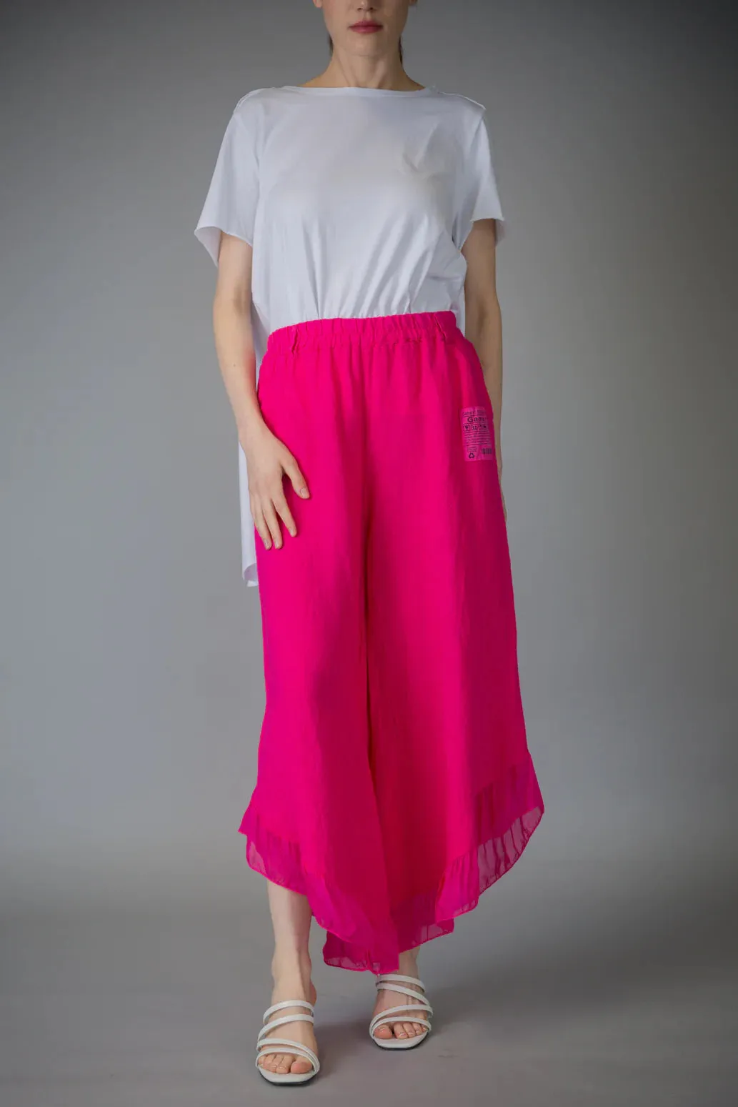 Paolo Tricot Sale, D60029 Ruffle Linen Pant 50% Off Regular Price