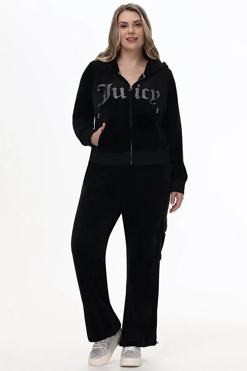 Plus-Size Bling Velour Cargo Pant