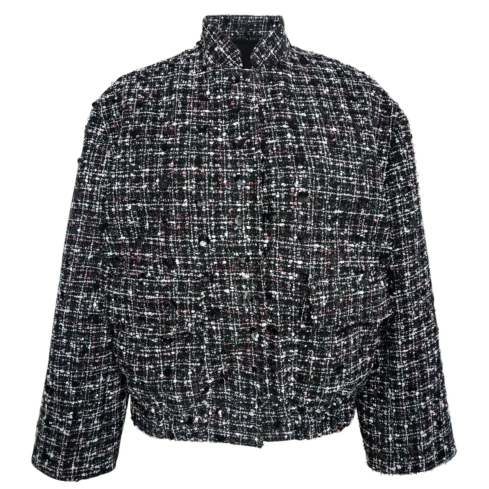 Pre Order:  Glitter Sequins Stand Collar Jacket