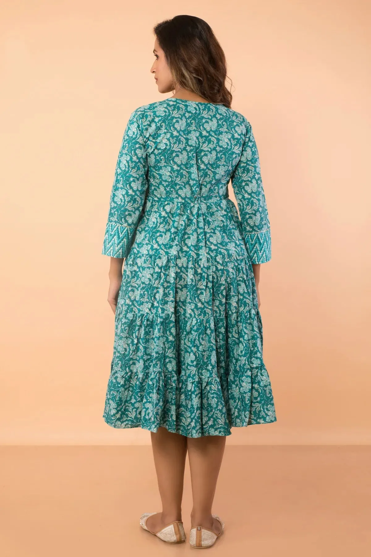 Pure Cotton Hand Block Printed Flared Dress