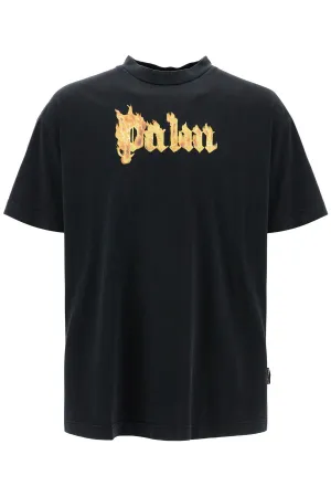 "burning logo t-shirt PMAA001F24JER009 BLACK GOLD