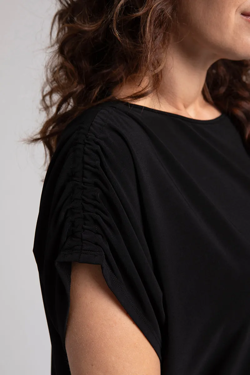 Revelry Tunic with Ruched Shoulder | Black