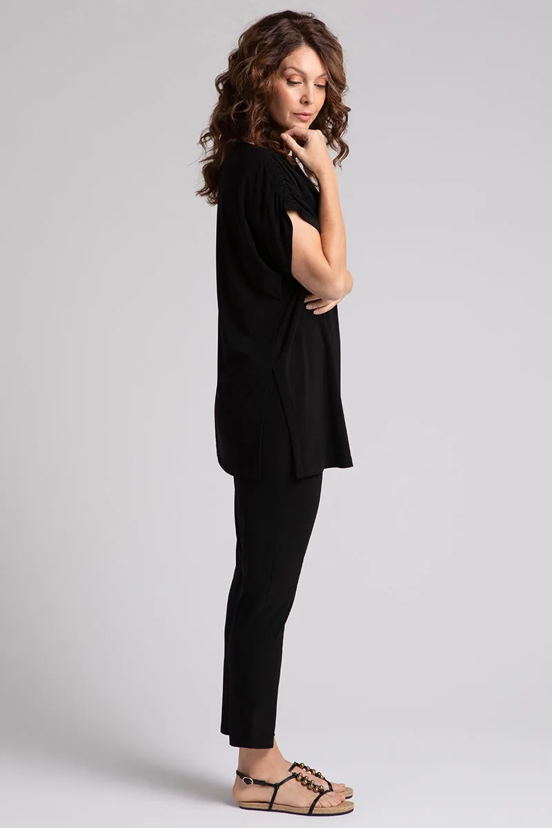 Revelry Tunic with Ruched Shoulder | Black