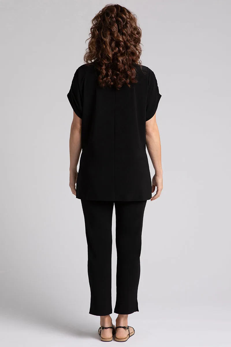 Revelry Tunic with Ruched Shoulder | Black