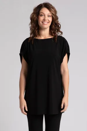 Revelry Tunic with Ruched Shoulder | Black