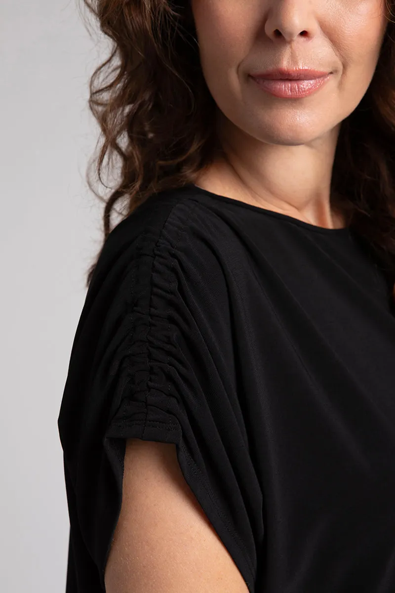 Revelry Tunic with Ruched Shoulder | Black