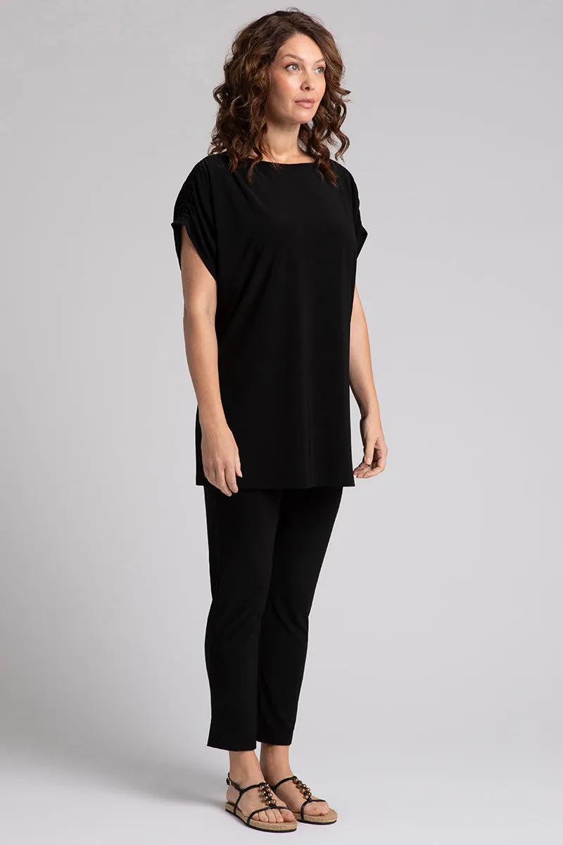 Revelry Tunic with Ruched Shoulder | Black