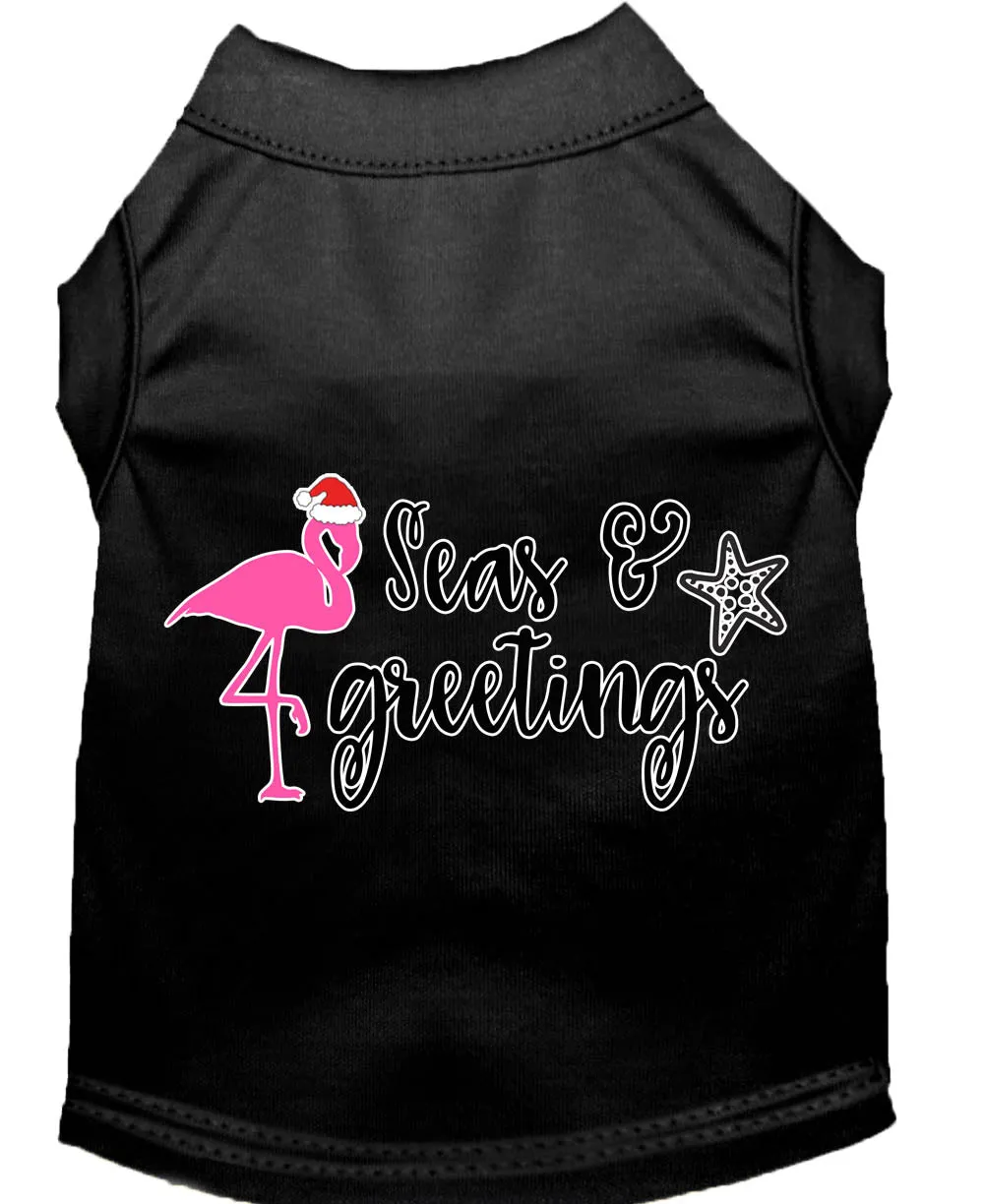 Seas And Greetings Screen Print Dog Shirt Black Xxl