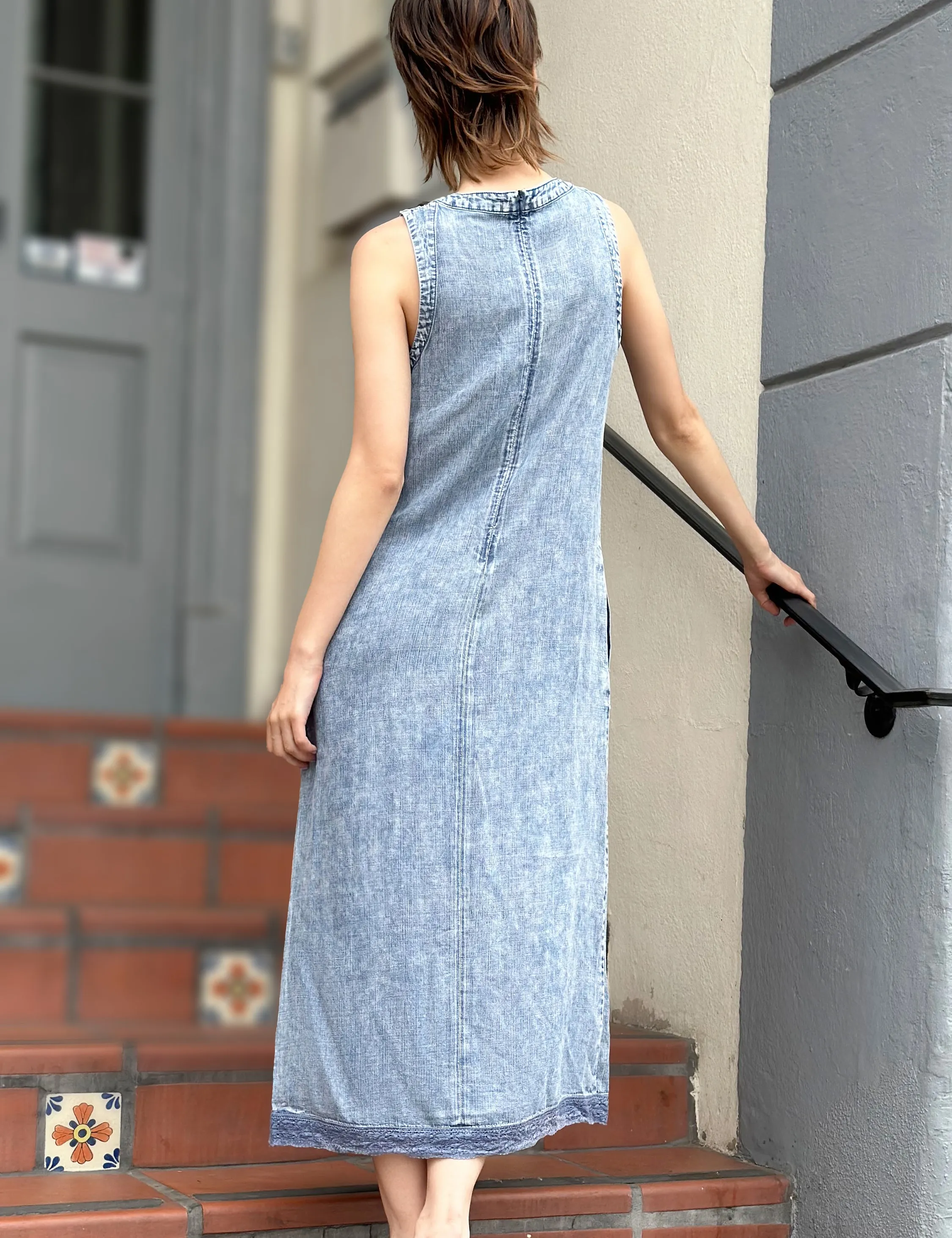 Soft Denim Tank Midi Dress