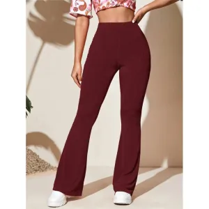 Split Knitted Wide Leg Loose Fitting High Waisted Draped Casual Pants