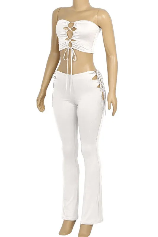 Stefani Top Flare Pants W/ Cut Outs Set