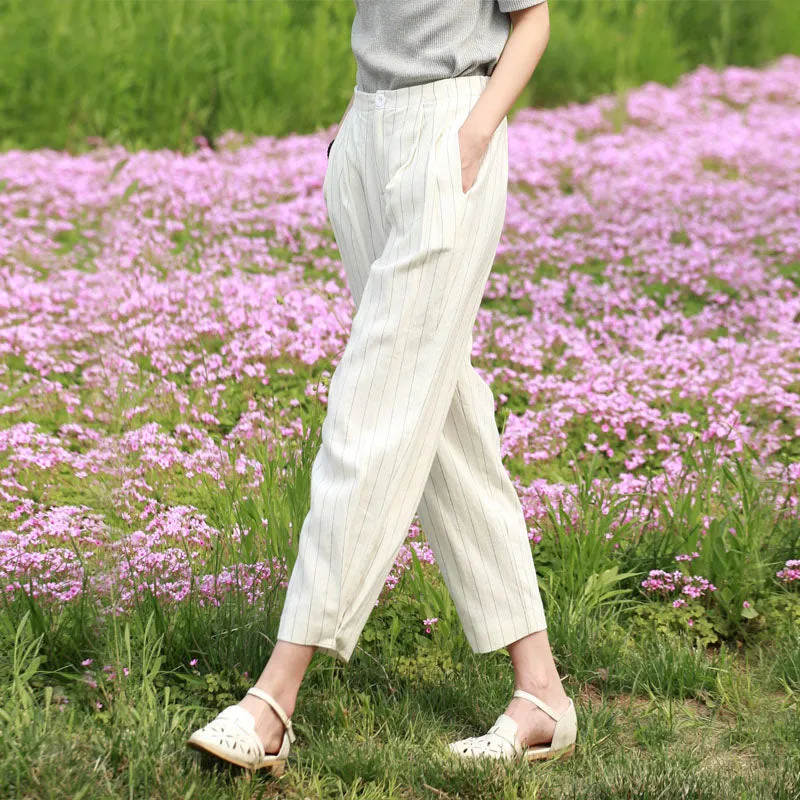 Summer Linen Summer Autumn Women Casual Pants with Pockets SXM97243