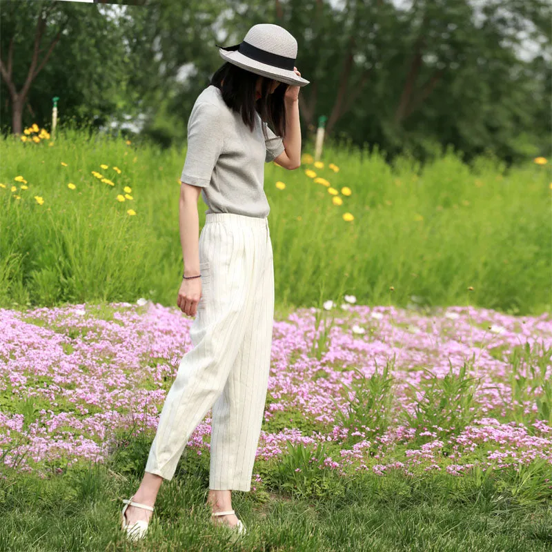 Summer Linen Summer Autumn Women Casual Pants with Pockets SXM97243