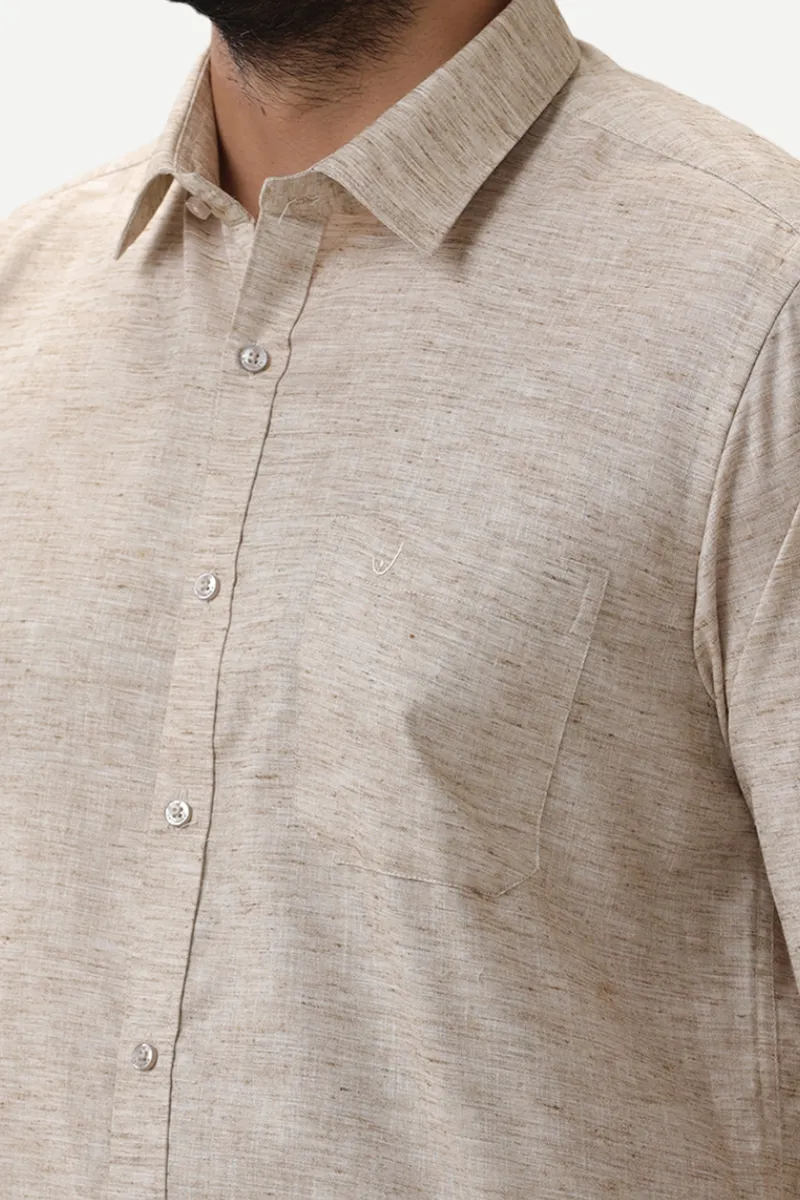 Thaksha - Light Beige Formal Shirts for Men | Uathayam