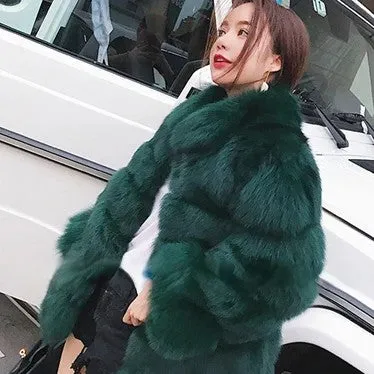 Thick Luxury Faux Fox Fur Coat