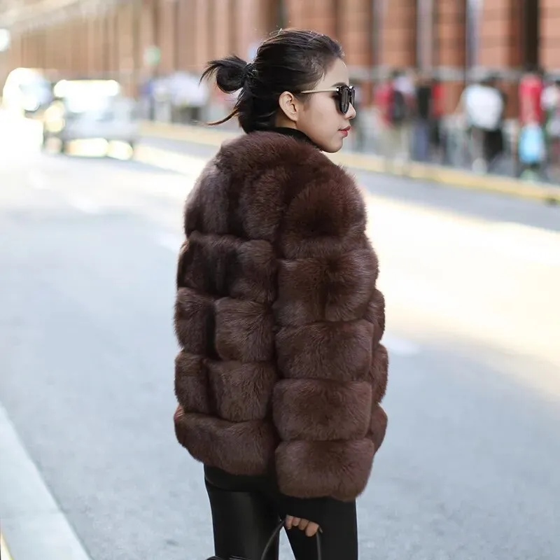 Thick Luxury Faux Fox Fur Coat