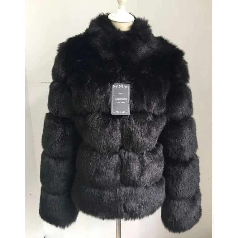 Thick Luxury Faux Fox Fur Coat