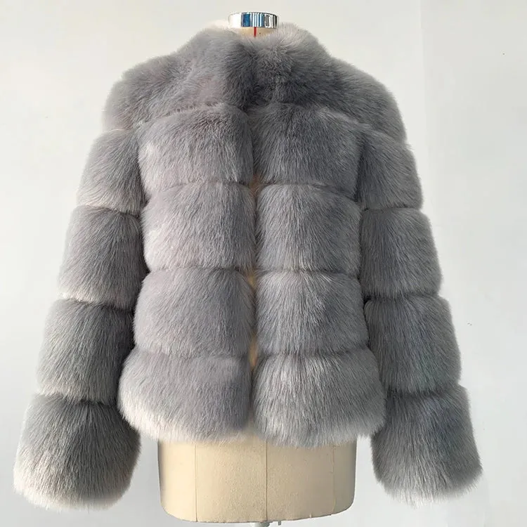 Thick Luxury Faux Fox Fur Coat