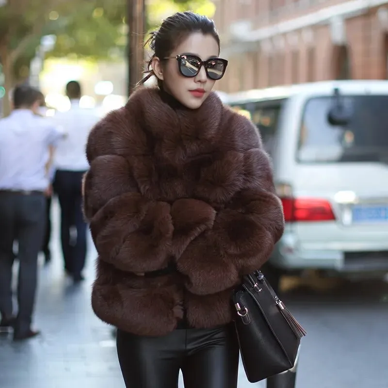 Thick Luxury Faux Fox Fur Coat