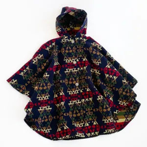 Traditional Button Cape - Blue Indian Print