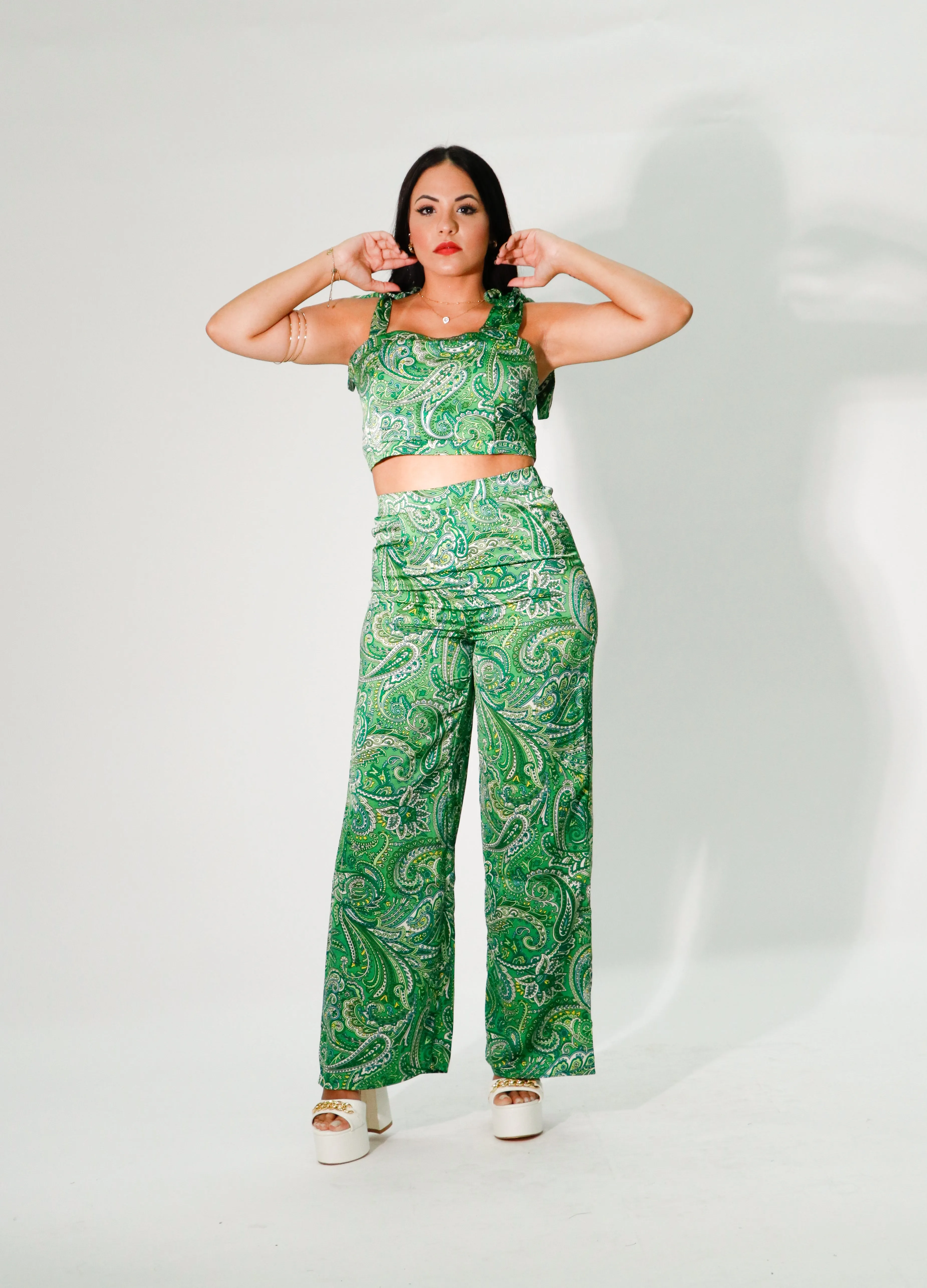 vibrant top and pants set