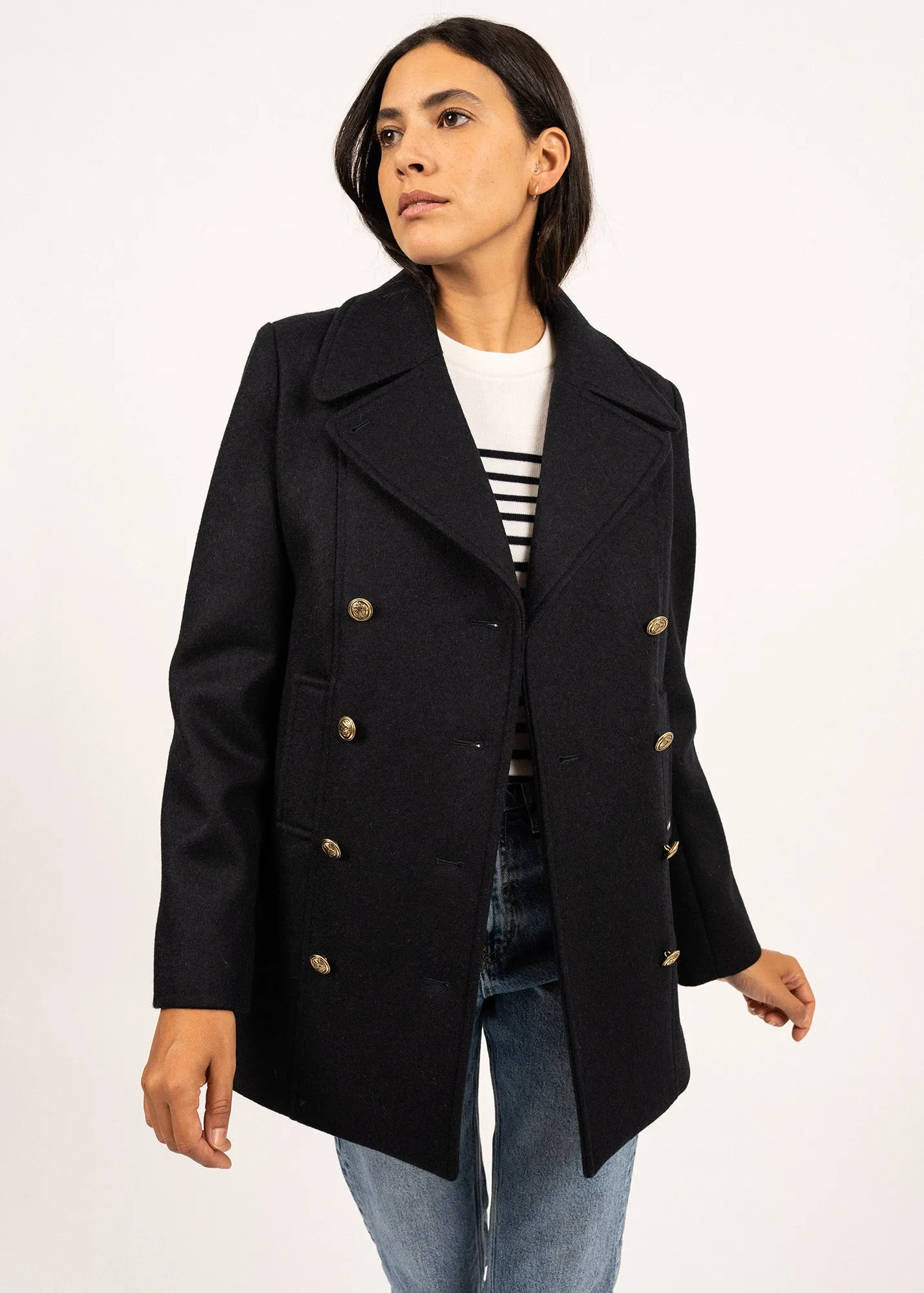 VOILURE II - Authentic Peacoat for Women | 100% Wool (NAVY)