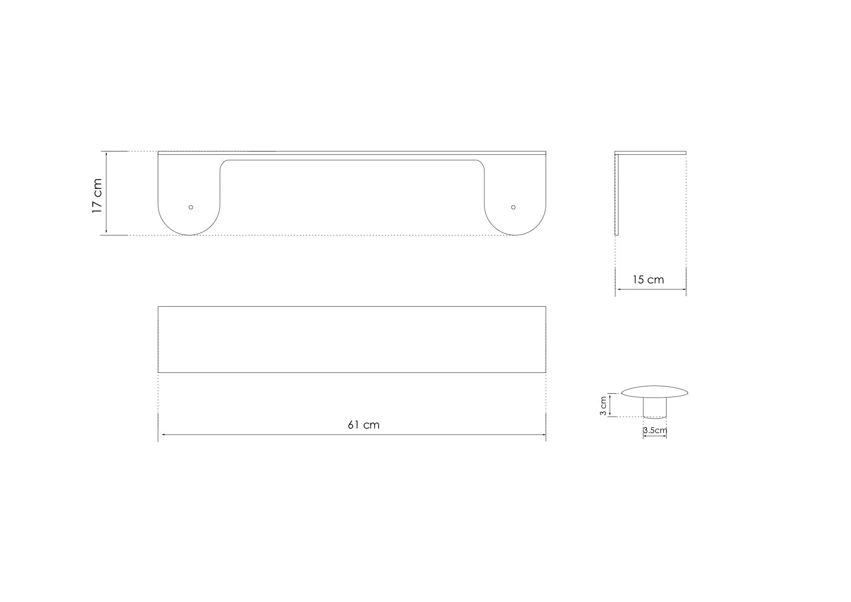 Wall Shelf with Double Dots Hooks (Blue Grey)