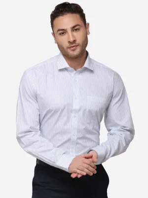 White & Blue Striped Smart Fit Formal Shirt | JadeBlue