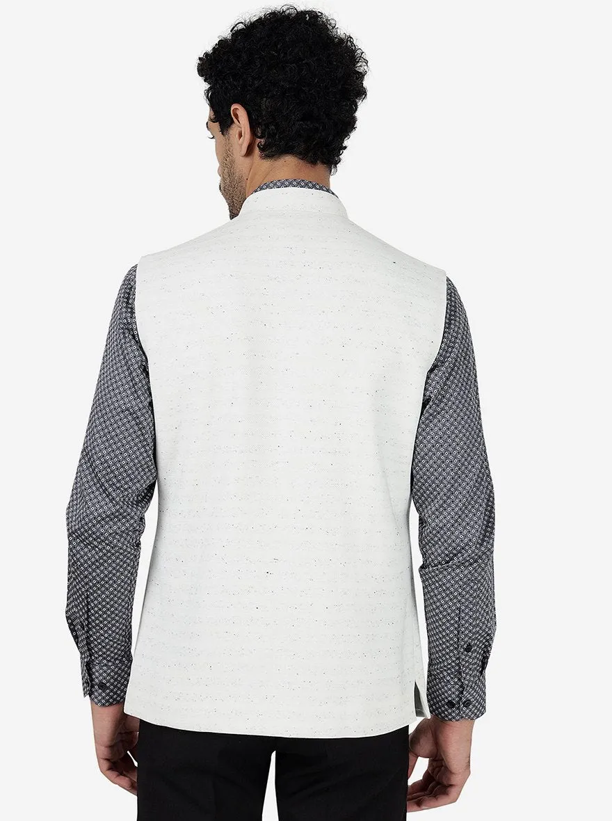 White Solid Regular Fit Bandhgala Jacket | Greenfibre