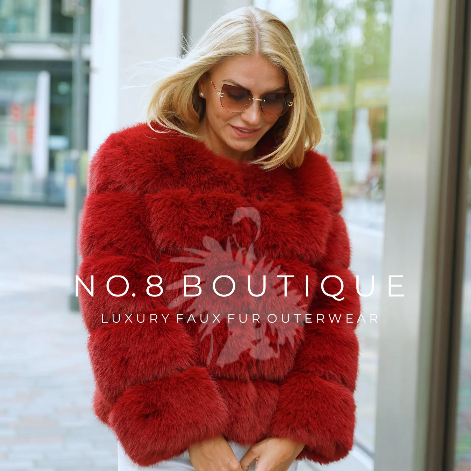 Wine Red Faux Fur Classic 5 Row Jacket