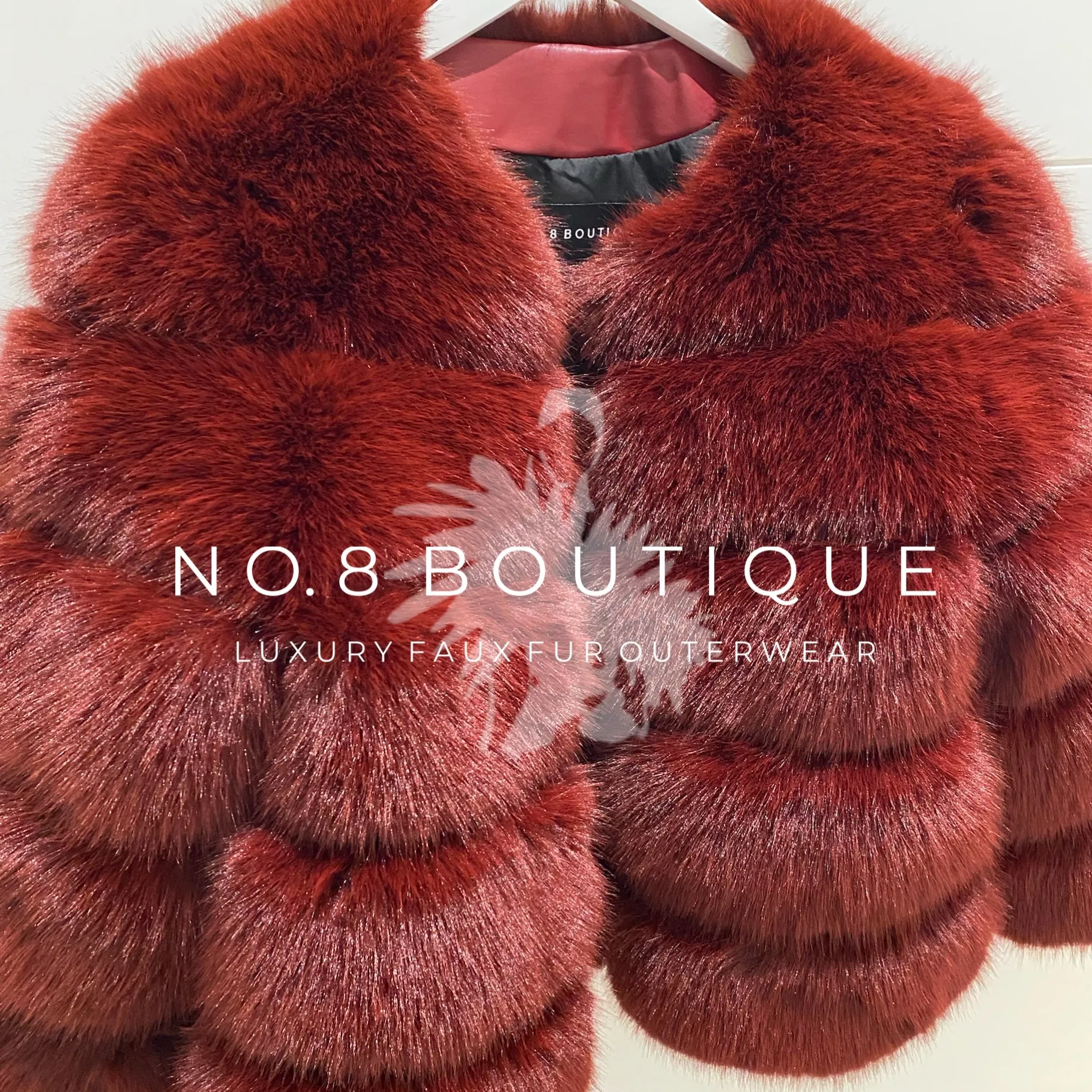 Wine Red Faux Fur Classic 5 Row Jacket