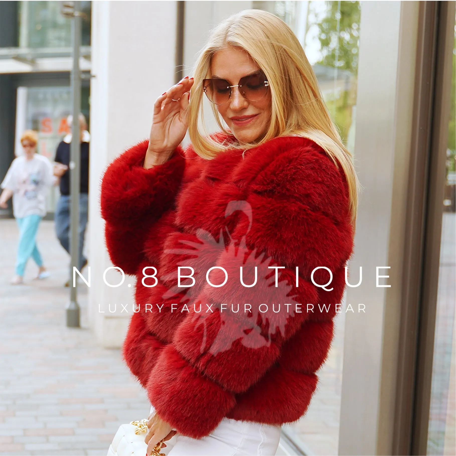 Wine Red Faux Fur Classic 5 Row Jacket