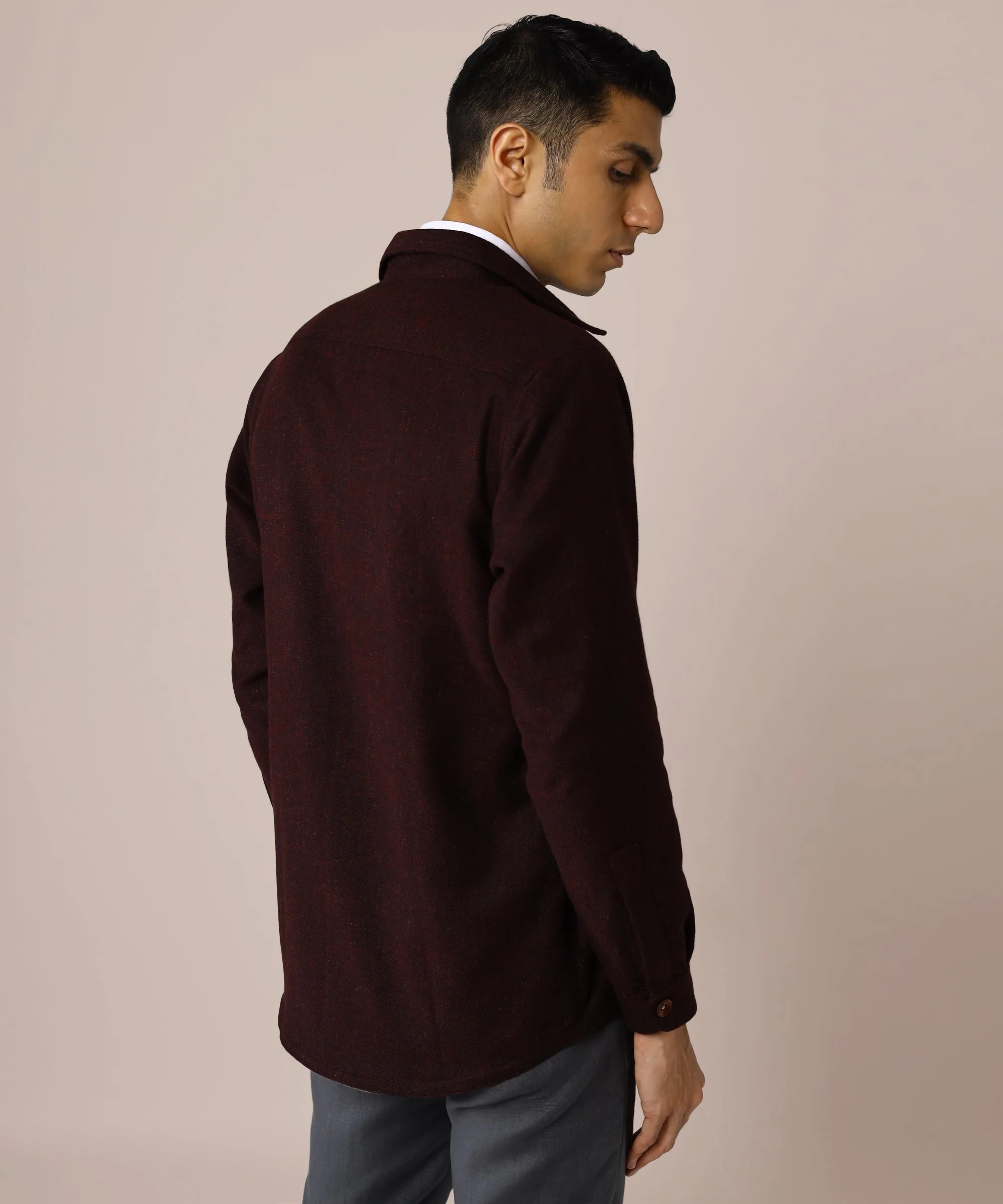 Wine Tweed Overshirt