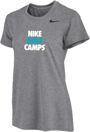 Womens Nike Golf Camps Short Sleeve Dri-Fit Tee - Carbon Heather